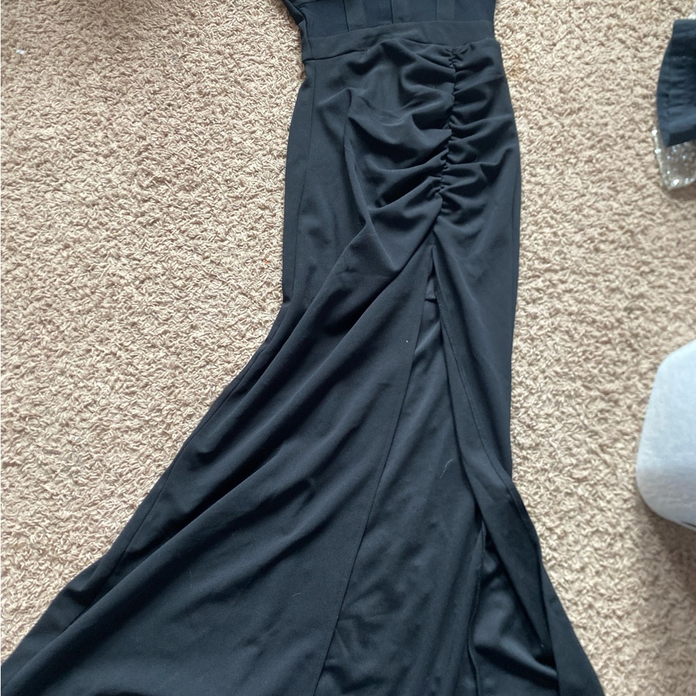 Elegant Black Ruched Gown